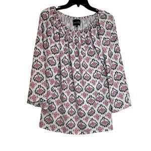 Erma’s Closet Pink Floral Women’s Long Sleeve Top Blouse with Design Size XS